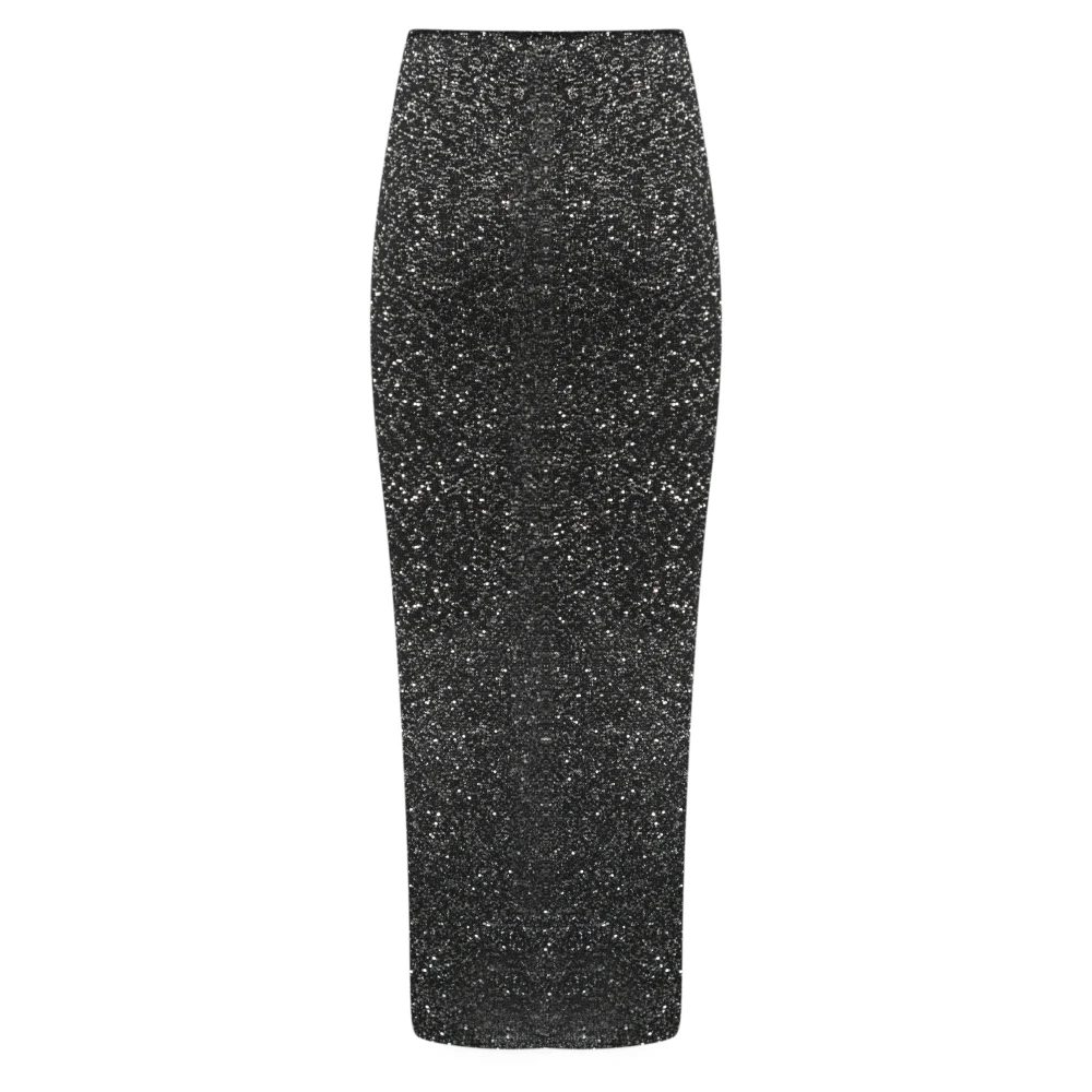 Liviana Conti Paillet Zwarte Rok Slim Fit Black Dames
