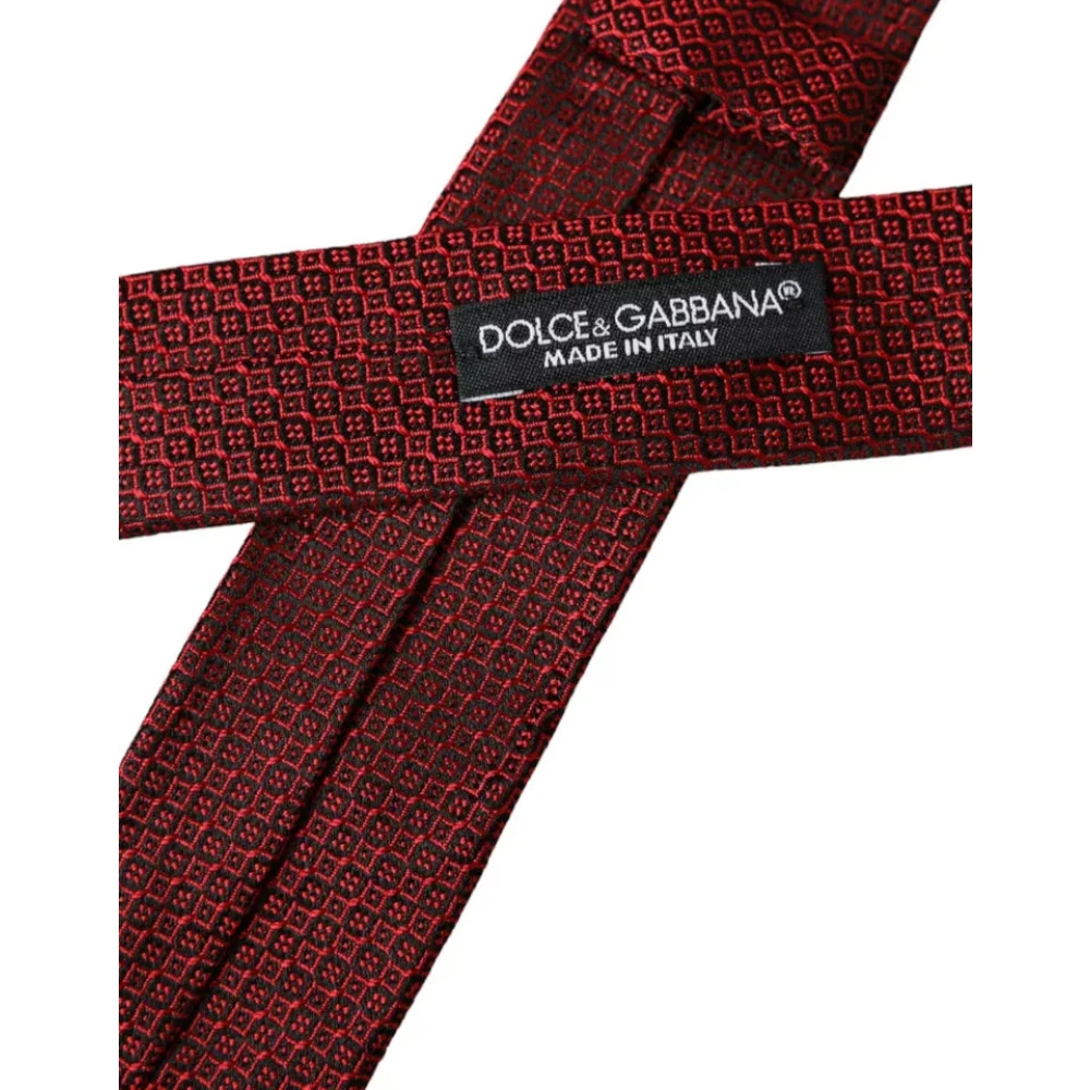 Dolce & Gabbana Rode bedrukte zijden verstelbare heren stropdas Red Heren
