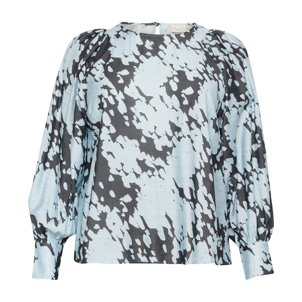 Kaffe Curve Grafische Wolk Blouse Grijs Blauw Stijlvol Blue Dames
