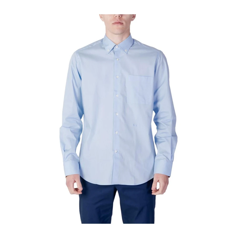Alviero Martini 1a Classe Blauw Katoenen Lange Mouwen Shirt Lente Zomer Blue Heren