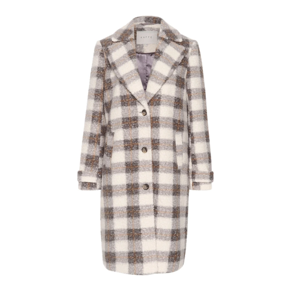 Kaffe Grijs Beige Check Jas Beige Dames