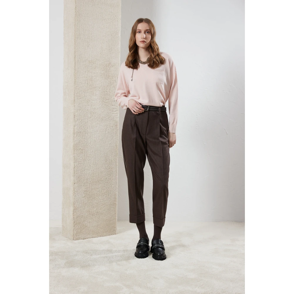 PESERICO Wol en kasjmier wortelbroek Brown Dames