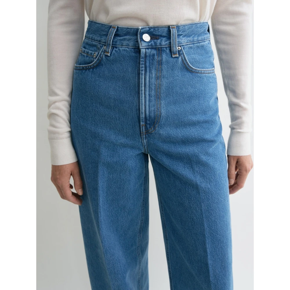 TotêMe Retro Wide Leg Denim Broek Blue Dames