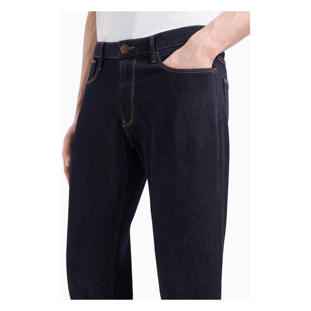 Emporio Armani Donkerblauwe Jeans met Contraststiksels Blue Heren