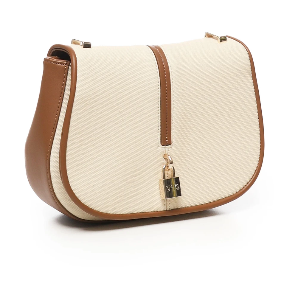 V73 Beige Crossbody Tas met Hangslot Sluiting Beige Dames