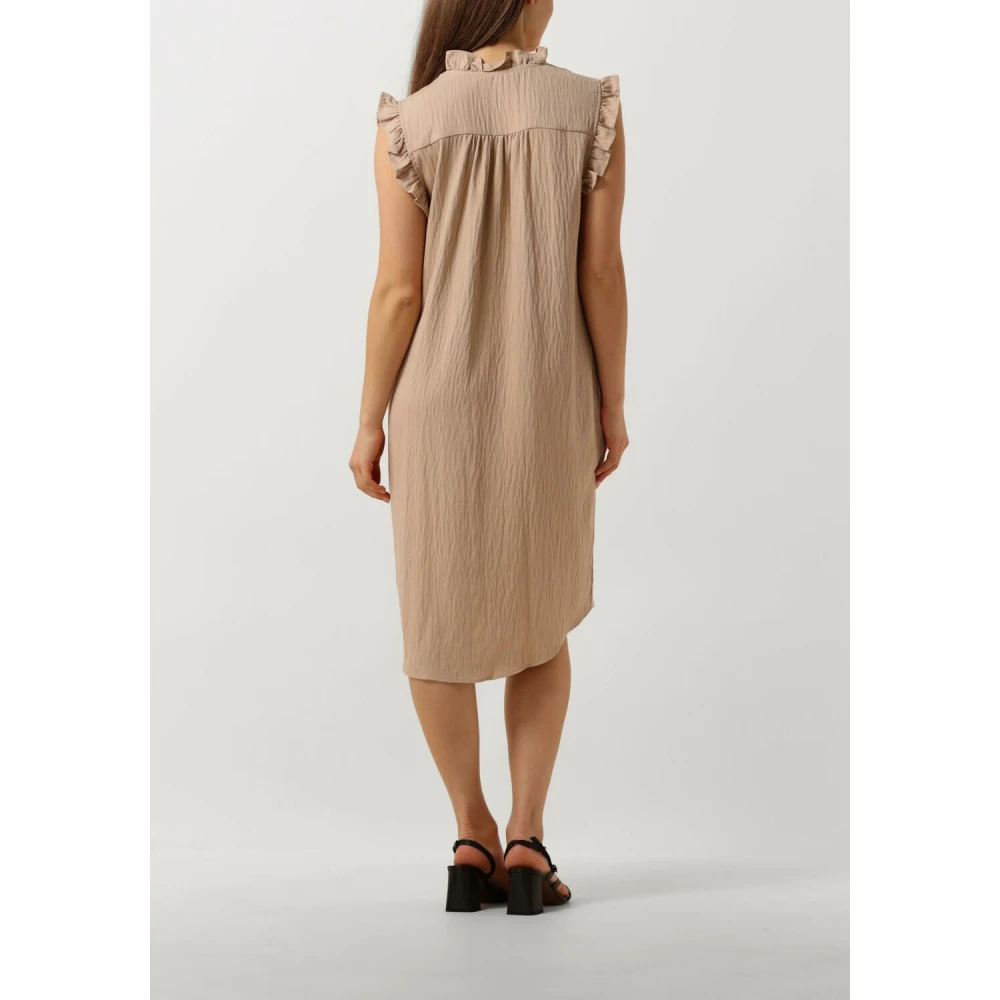 Co'Couture Taupe Frill Jurk Must-Have Stijlvolle Garderobe Toevoeging Beige Dames