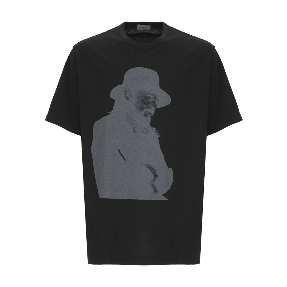 Yohji Yamamoto Zwart Katoenen T-shirt met Print Black Heren