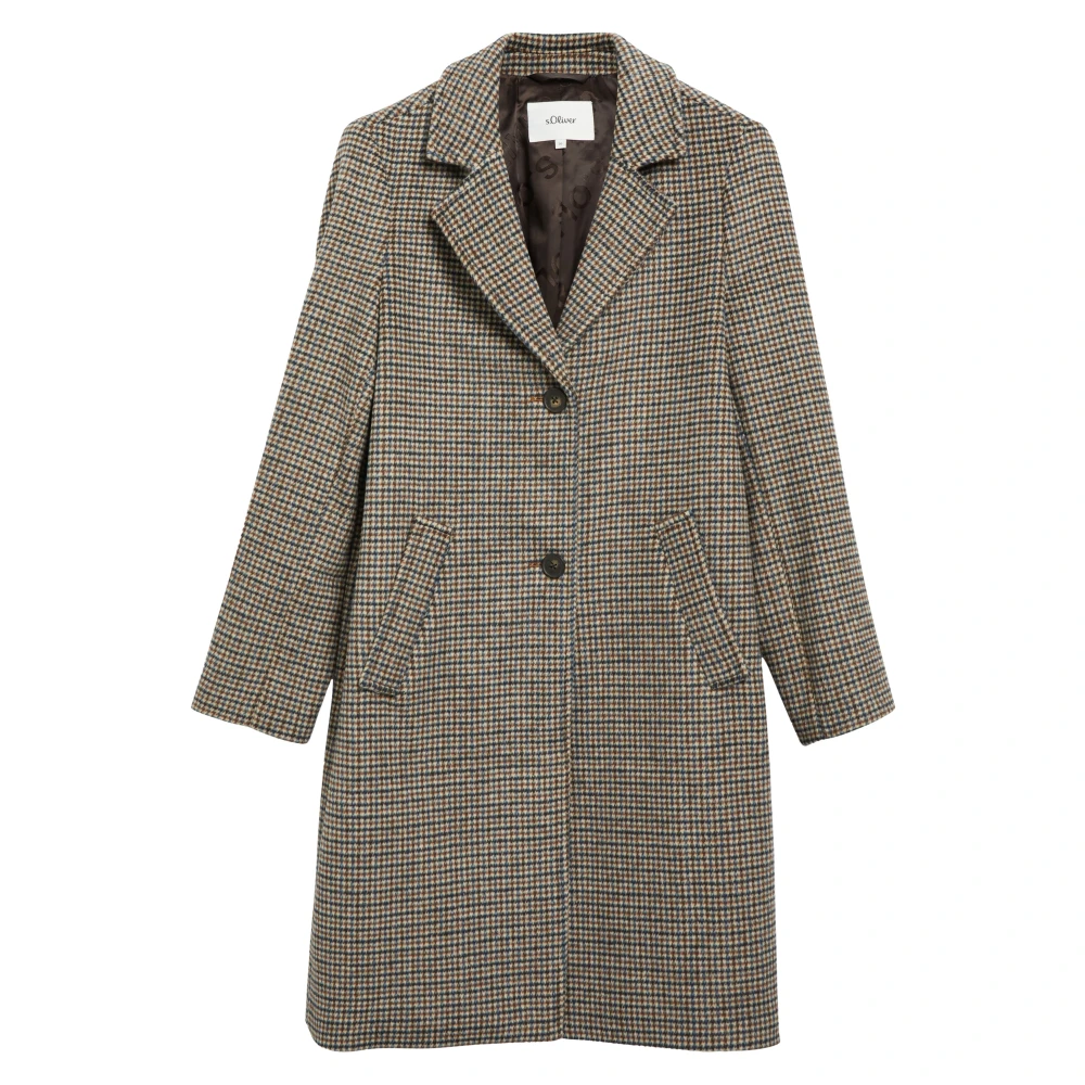 S.oliver Donna Beige Manto In Lana A Quadri - Immagine 2