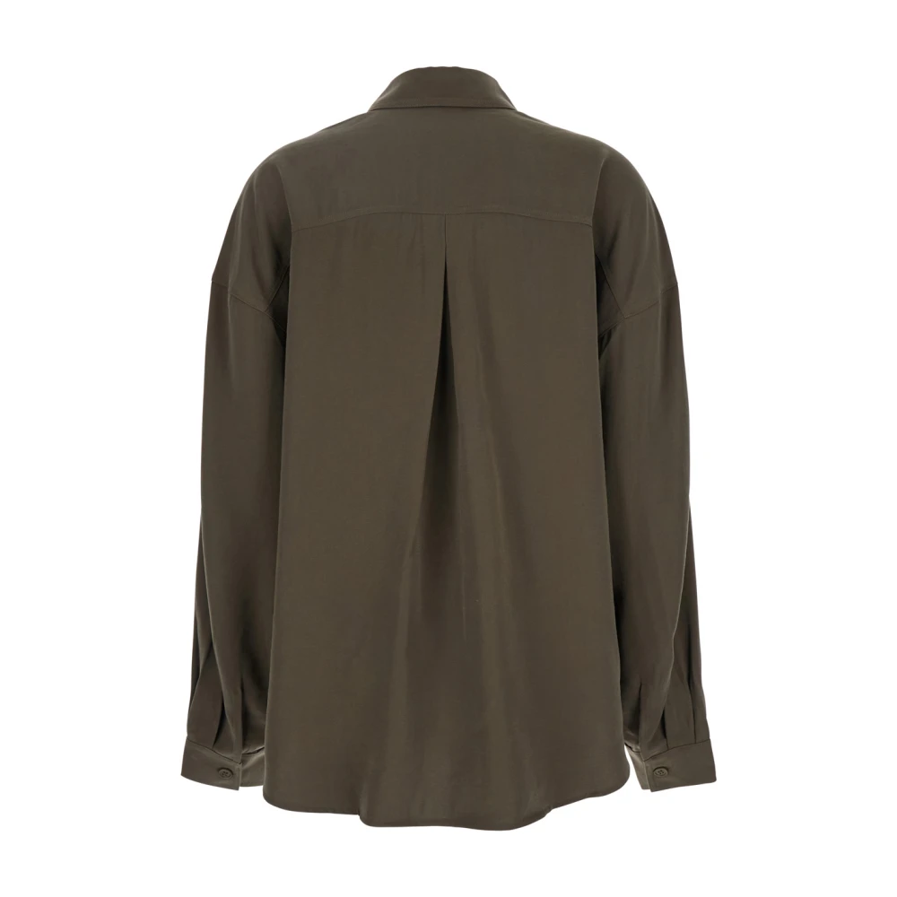 Andamane Groene Viscose Damesoverhemd Klassieke Kraag Green Dames