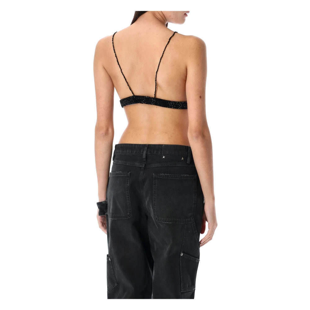 Golden Goose Zwarte Gehaakte Top met Kristallen Black Dames