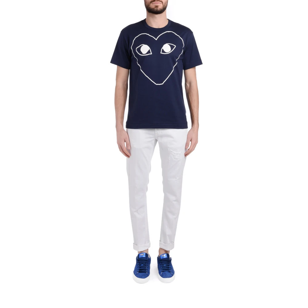 Comme des Garçons Play Blue Heart T-shirt Blue Heren