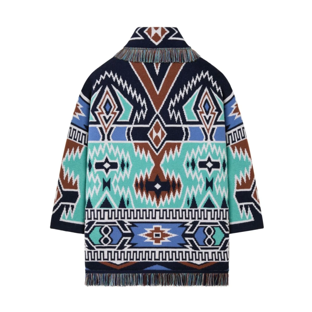 Alanui Geometric Roots Cardigan Blue Dames