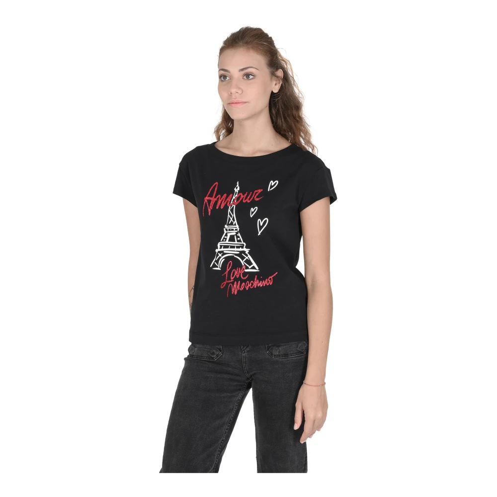 Love Moschino Zwart Katoenen T-Shirt Black Dames
