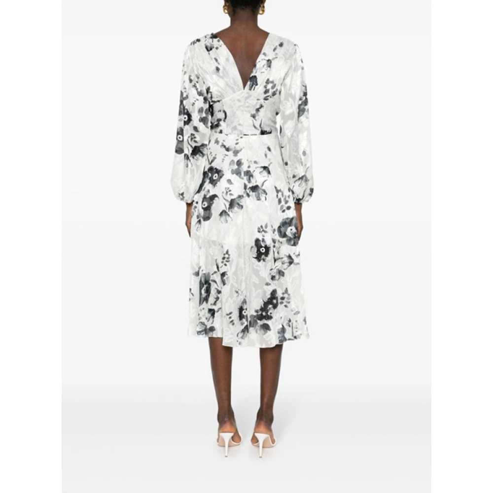Ermanno Scervino Bloemen Georgette Midi Jurk White Dames
