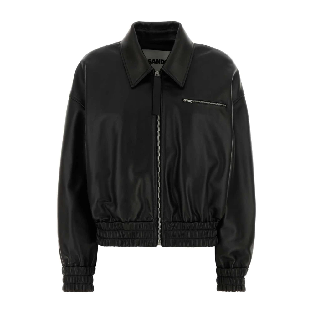 Jil Sander Women's Black Leather Bomber Jacket
