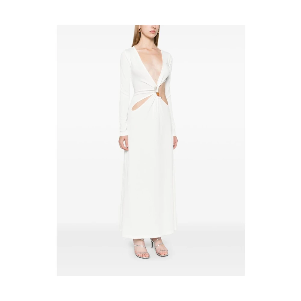 Christopher Esber Witte Geribbelde Jurk met Steenversiering White Dames