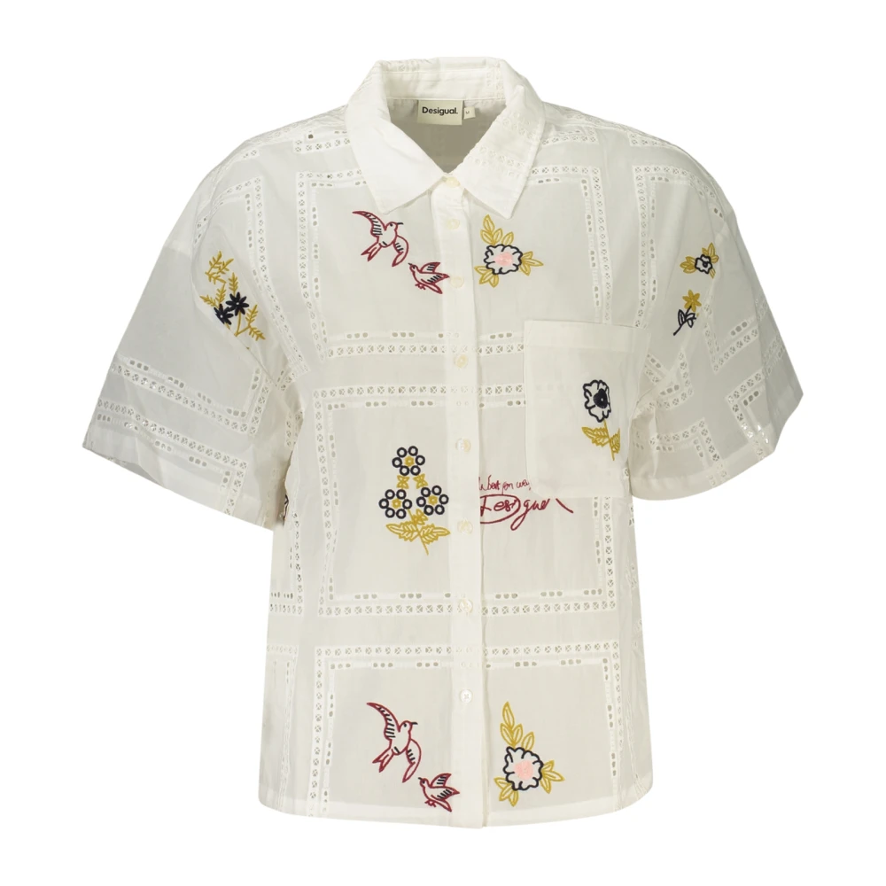 Desigual Vrouw Wit Overhemden Dames, M, Katoen, Martin Shirt Met Korte Mouwen