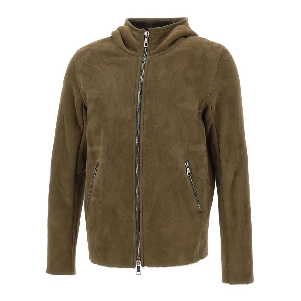 Giorgio Brato Men's Green Shearling Hooded Jacket - Leather Jackets - M - Jackets