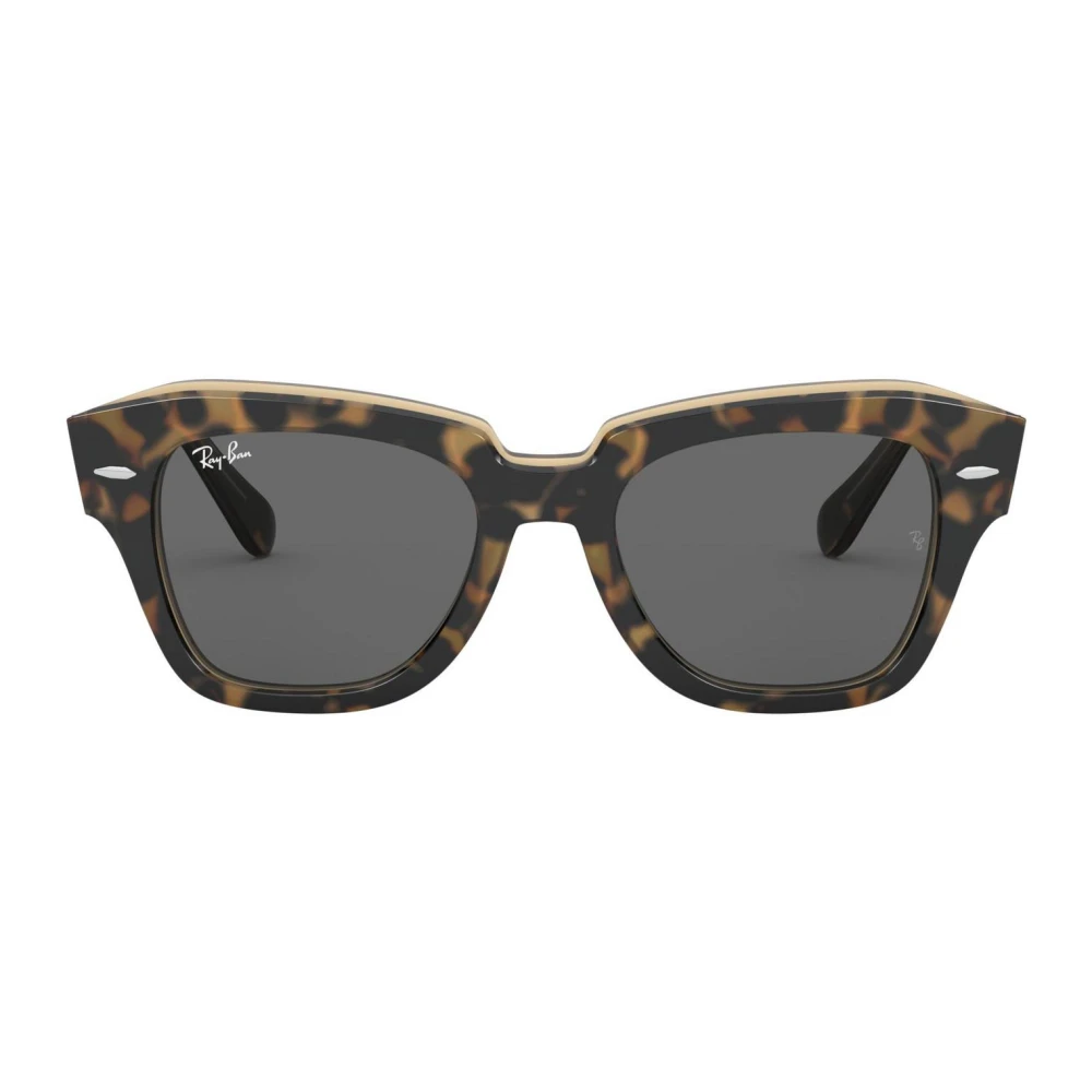 Ray-Ban State Street RB2186, Havana On Transparent Brown Sunglasses Dark Grey lenses, Mojo Glasses - Image 6