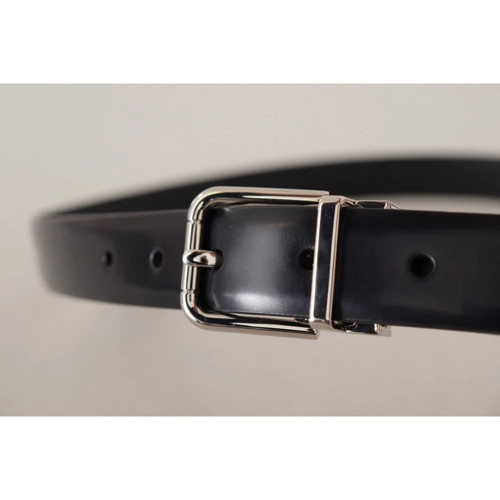 Dolce & Gabbana Elegante zwarte leren riem met metalen gesp Black Heren