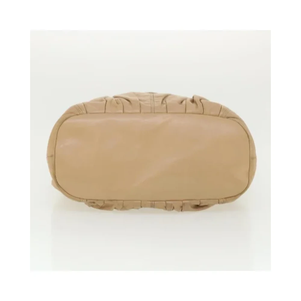 Celine Vintage Tweedehands Beige Leren Celine Schoudertas Beige Dames