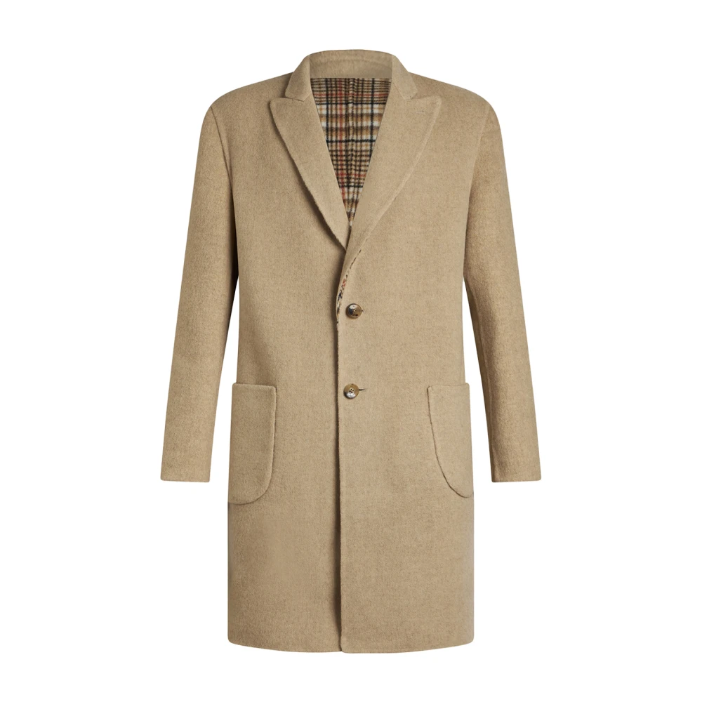 ETRO Omkeerbare Wollen Jas Ruitpatroon Brown Heren