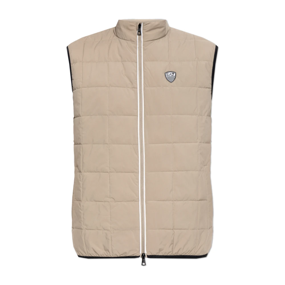 Emporio Armani Ea7 Herren Beige Isolierte Weste Mit Logo