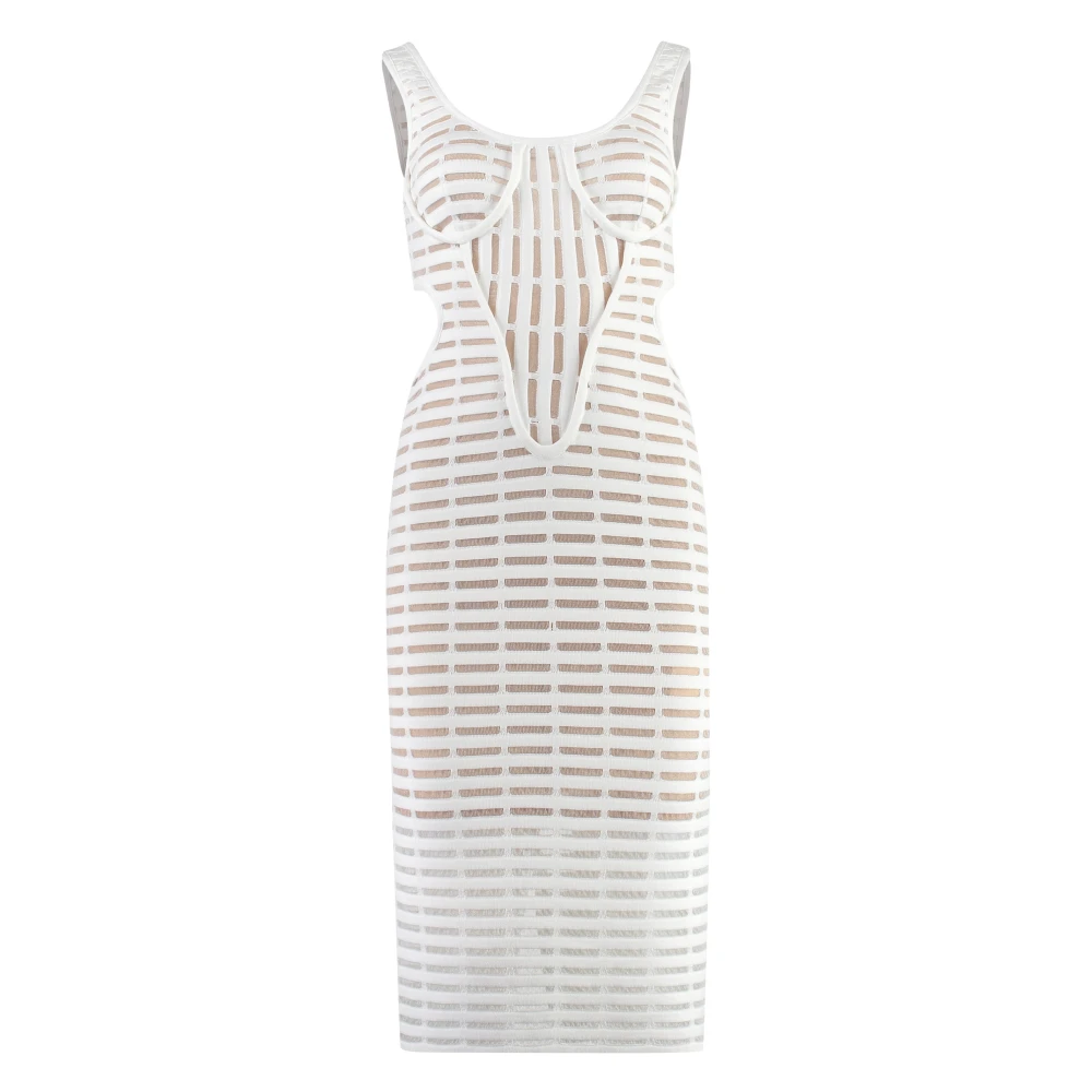 Genny Gebreide Jurk met Uitgesneden Details White Dames