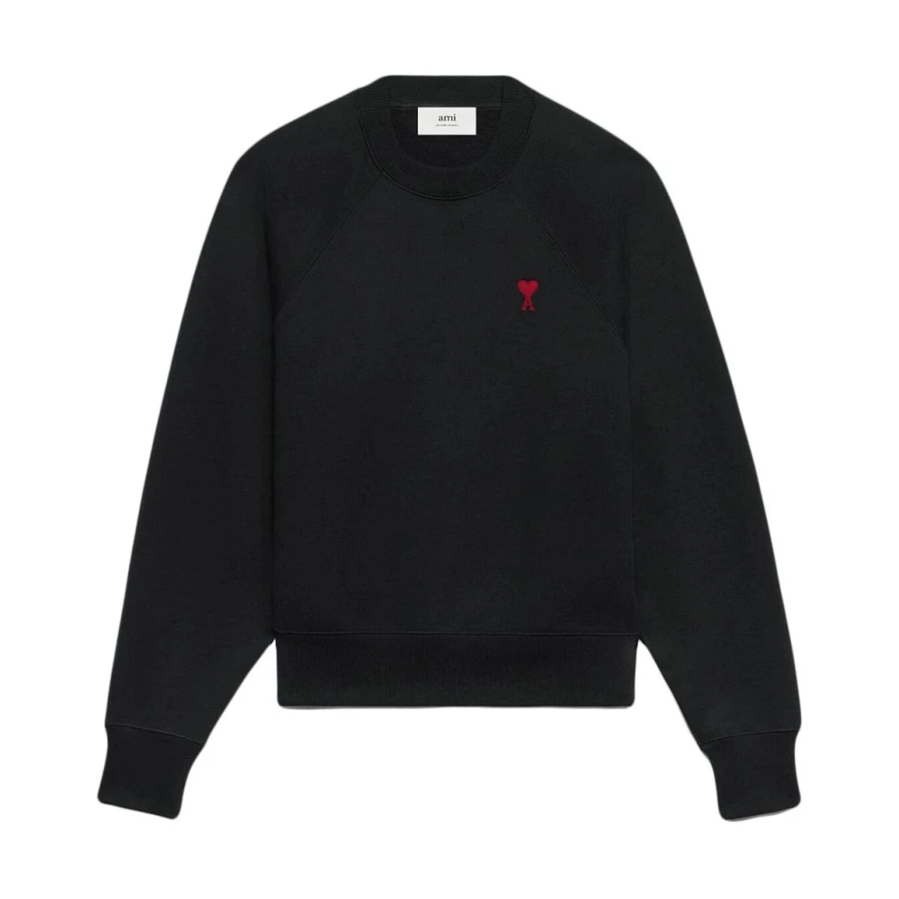 Ami Paris Women's Black Sweatshirts, L, Heart Hoodie Casual Shirt