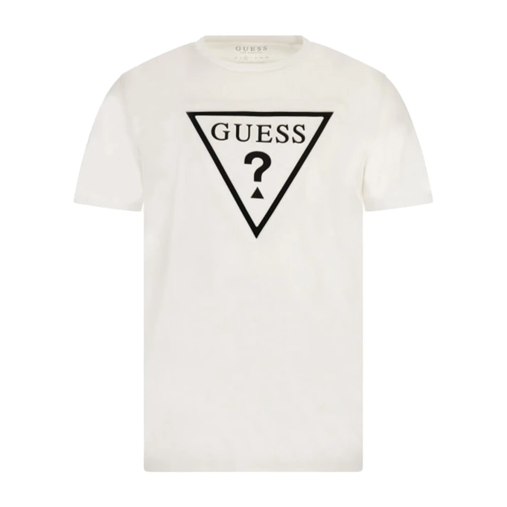 Guess Logo Katoenen T-shirt Wit White Heren
