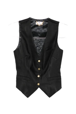 Gilet i blandat linne och crêpe