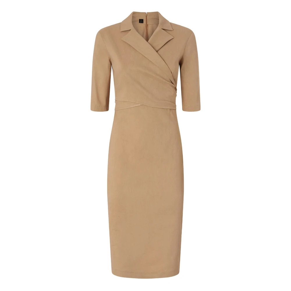 Pinko Women's Beige Midi Dresses, L, Fitted Midi Dress With Bow