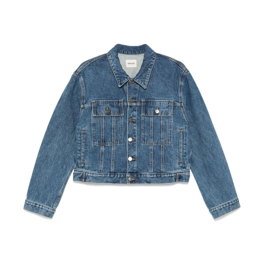 Khaite Women's Blue Denim Coat With Button Fastening