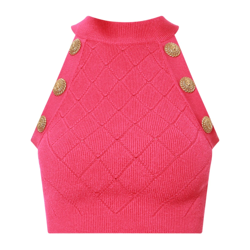 Balmain Roze Crew-neck Topwear Pink Dames