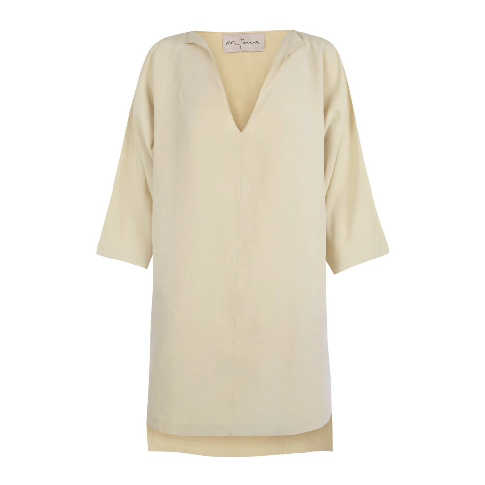 Cortana Women's Yellow Valery Linen And Silk Tunic Top