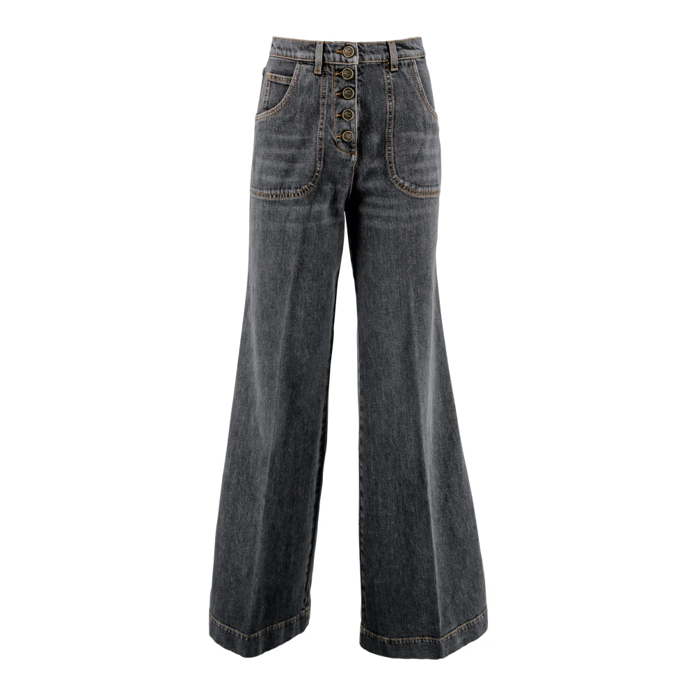 Etro Women's Blue Flare-Fit Used-Effect Denim Jeans