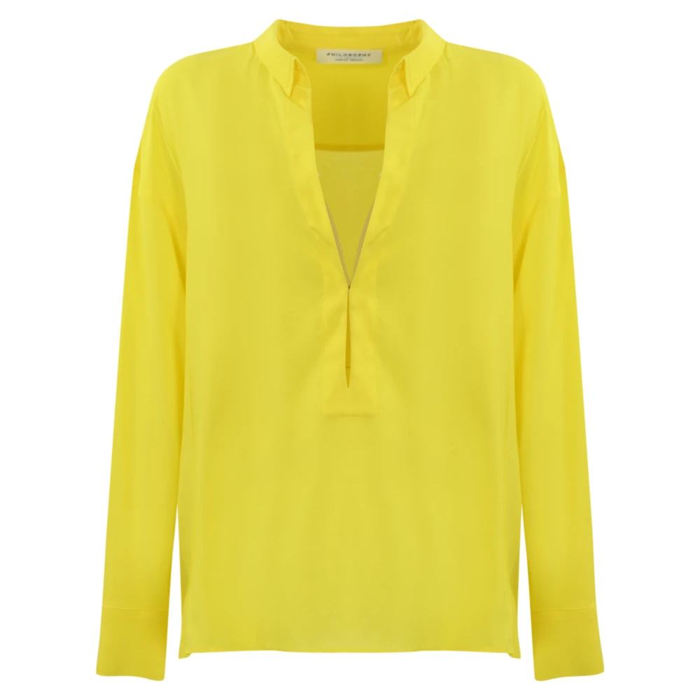 Philosophy di Lorenzo Serafini Gele Viscose Crepe Shirt Lange Mouw Yellow Dames