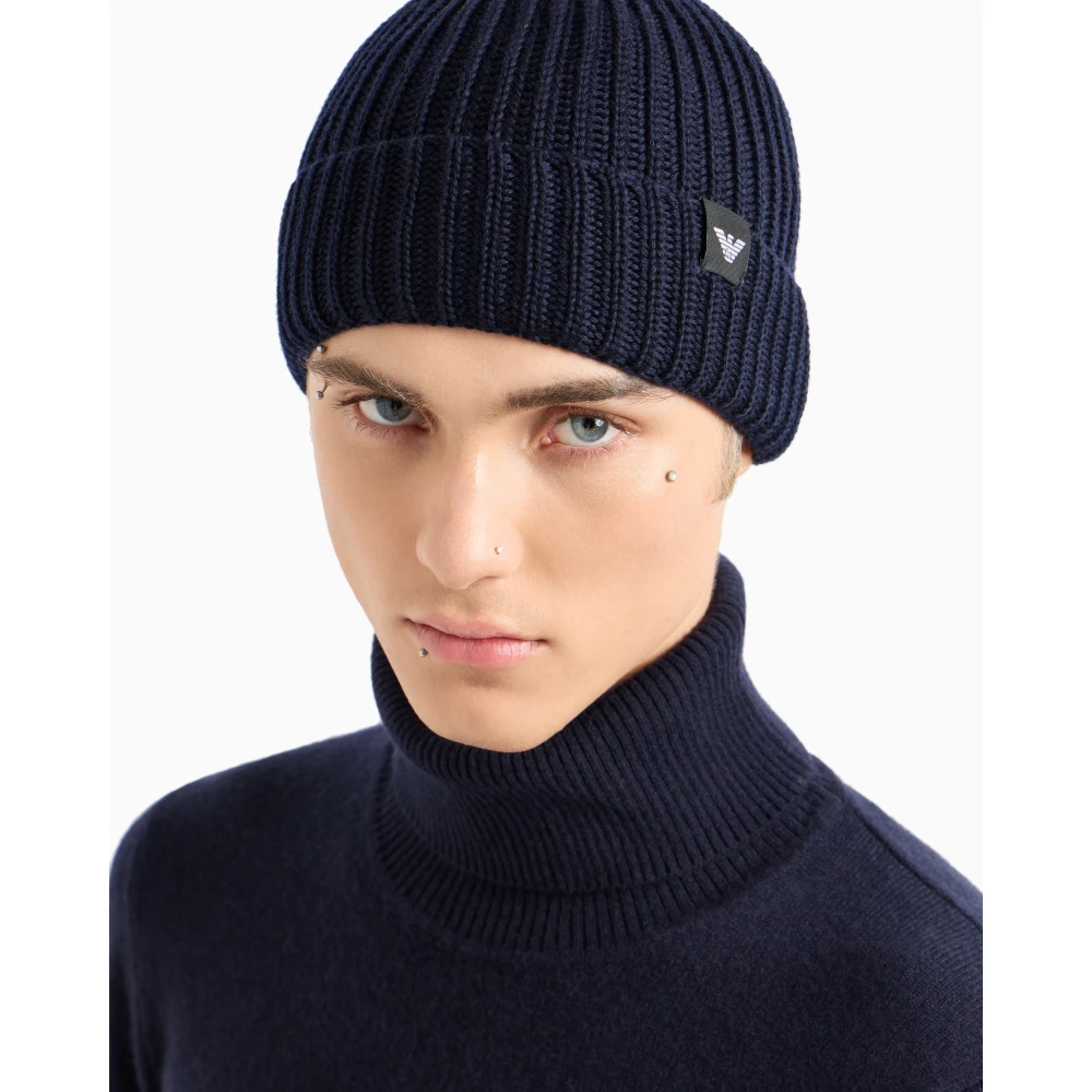 Emporio Armani Blauwe Stijlvolle Hoeden Blue Heren