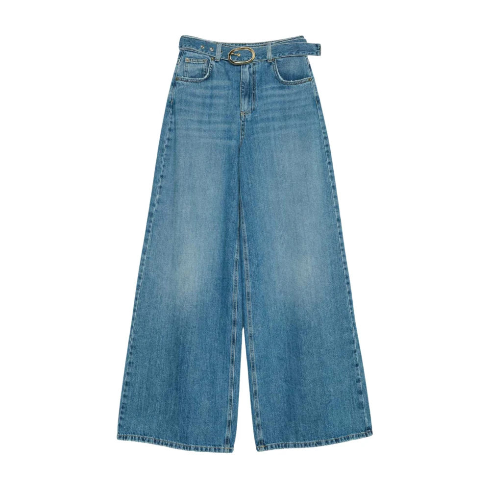 Twinset Women's Blue Wide Jeans, W27, Denim Wide Leg Jeans
