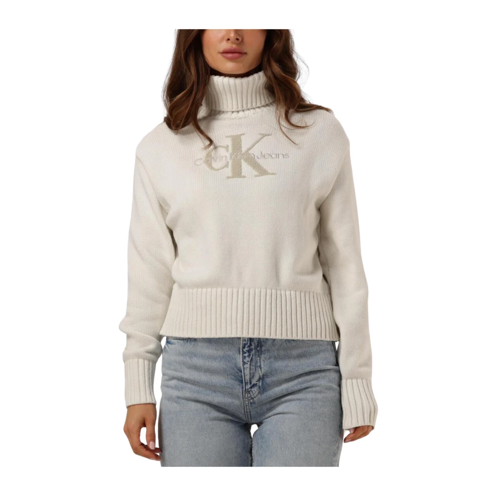Calvin Klein Chenille Monologo Sweater White Dames