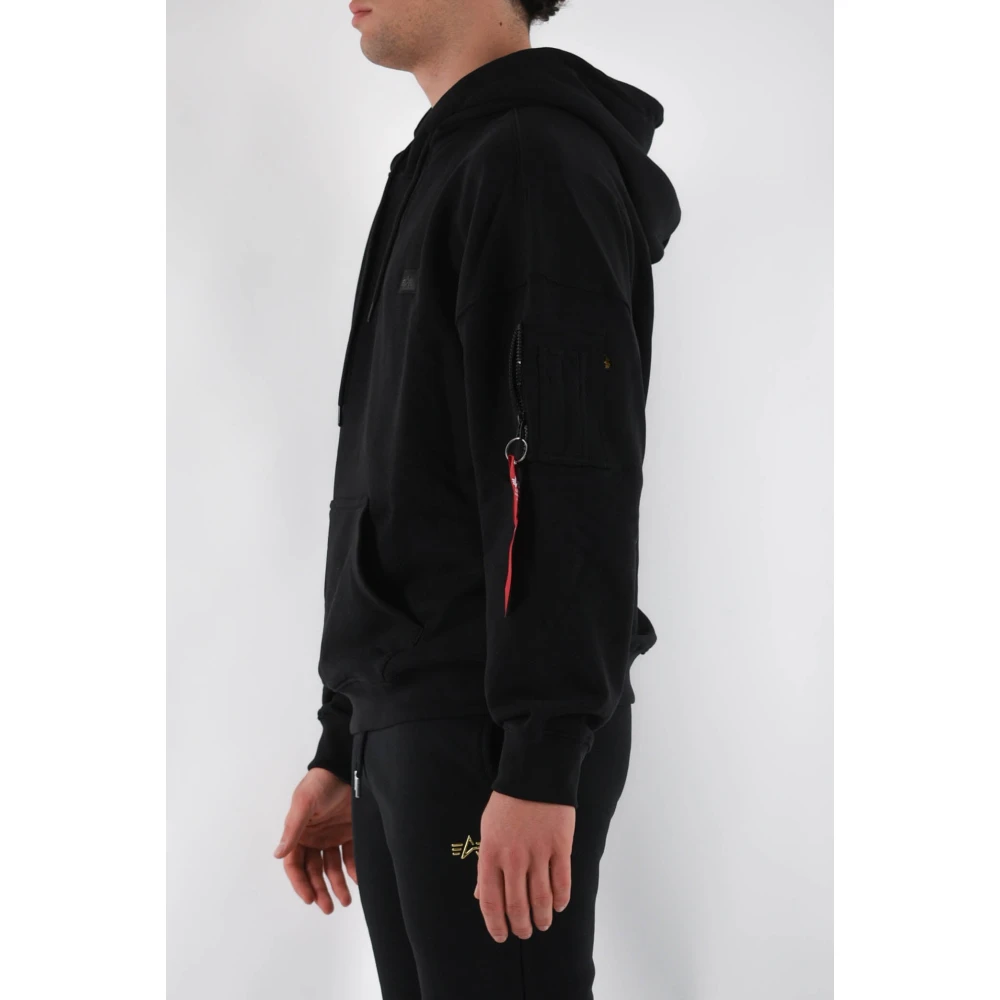 alpha industries Essentials hoodie met badge logo Black Heren