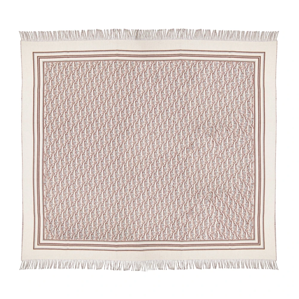 Dior Unisex Multicolor Winter Scarves, One Size, Oblique Fringed Plaid Wool Cashmere Scarf