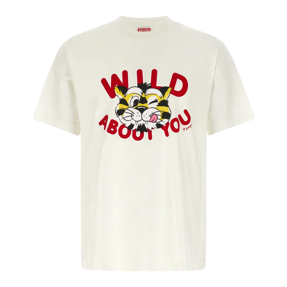 Kenzo Men's White T-Shirts, 2XL, Wild Tiger T-Shirt
