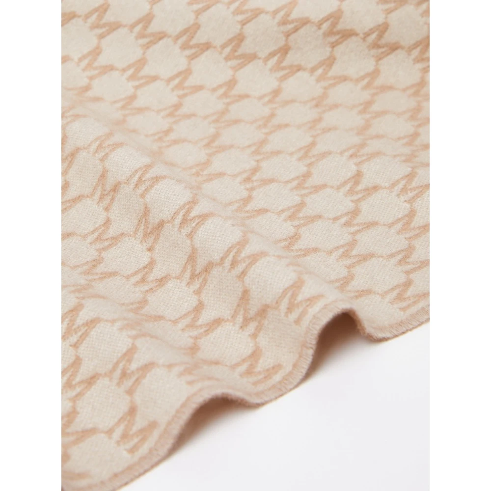 Max Mara Luxe wollen sjaal met monogrampatroon Beige Dames