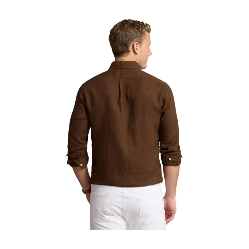 Ralph Lauren Linnen Overhemd Bruin Stijlvolle Keuze Brown Heren