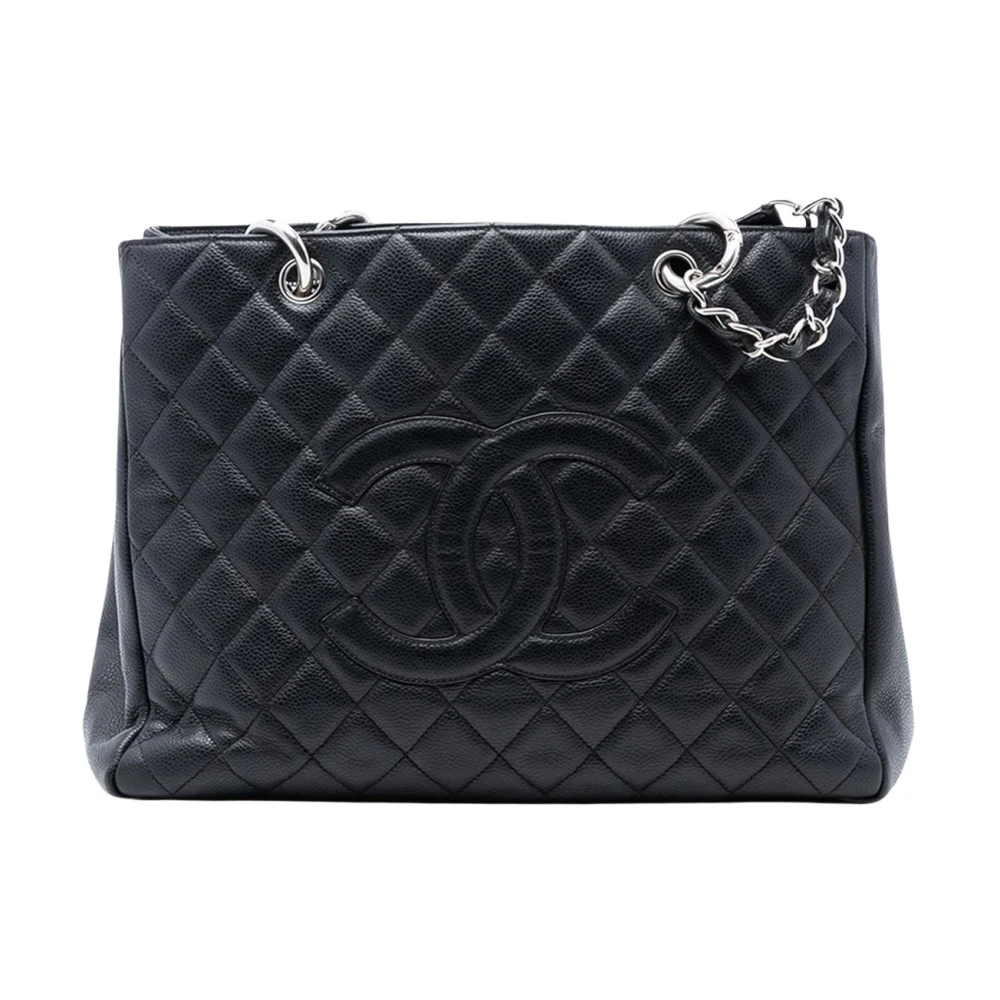 Chanel Vintage Women's Black Pre-Owned Quilted Tote Bag