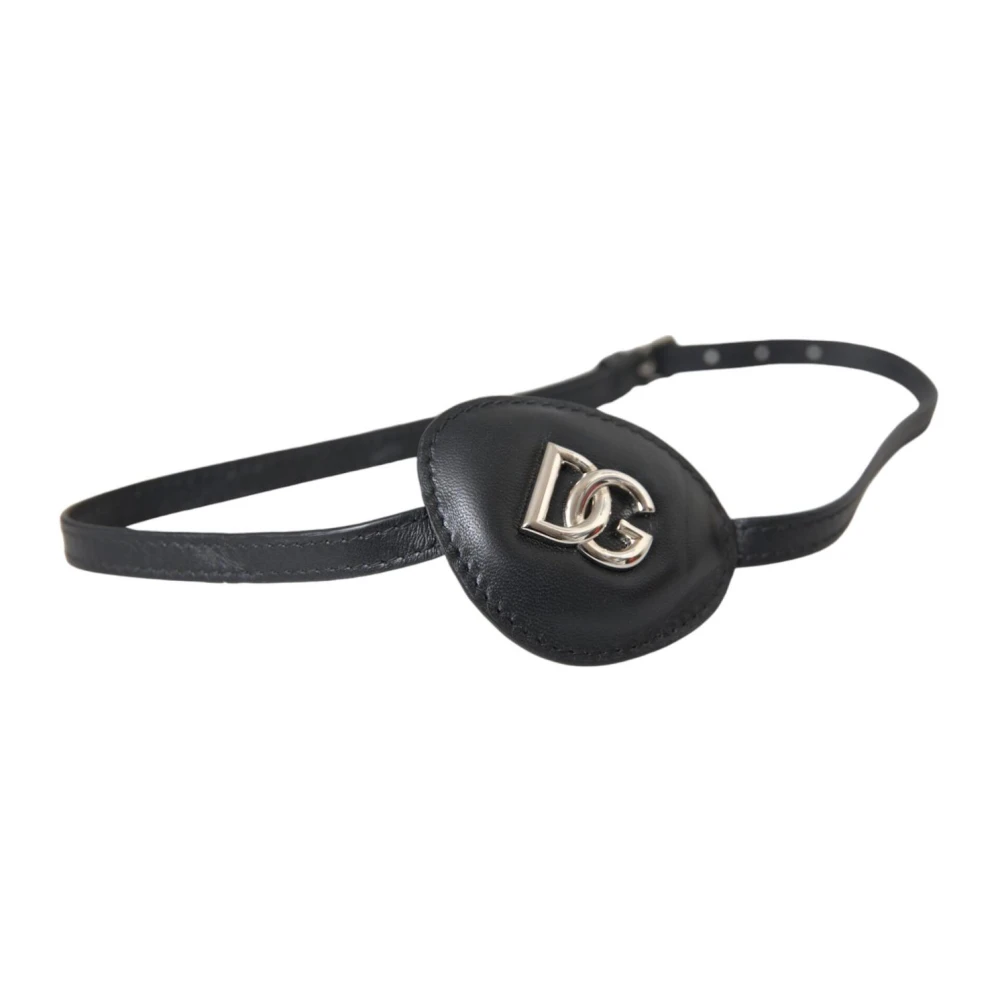 Dolce & Gabbana Metalen Logo Leren Ooglapje Black Dames