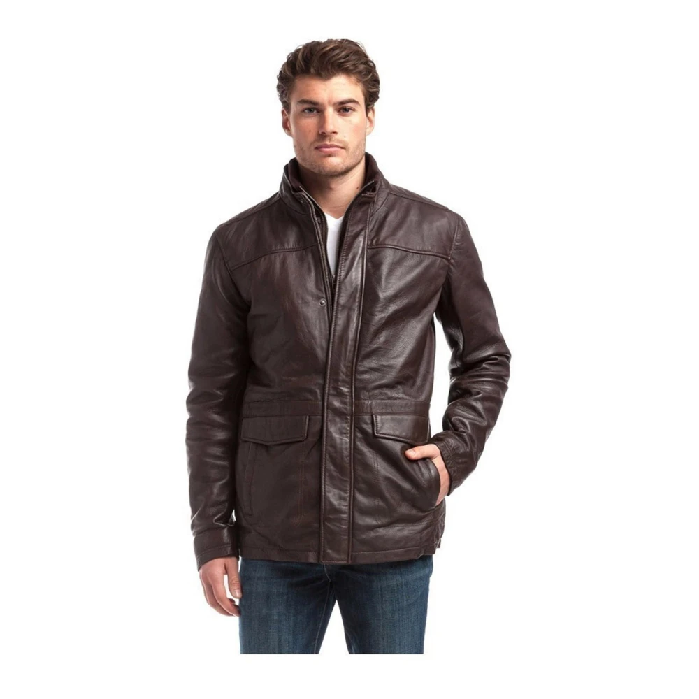 Le Temps Des Cerises Bruine leren jas Regular Fit Brown Heren