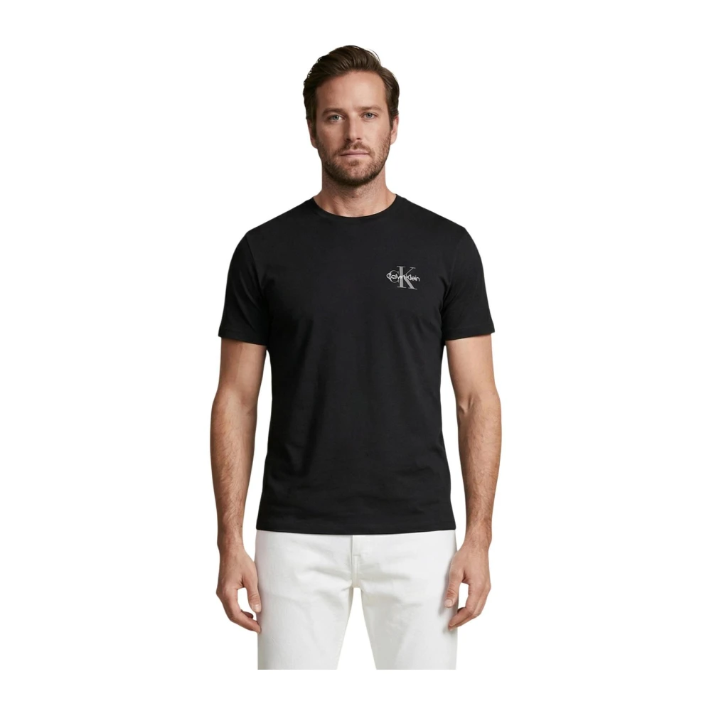 Calvin Klein Jeans Men's Black Printed Short Sleeve Cotton T-Shirt - T-Shirts - S- Tops