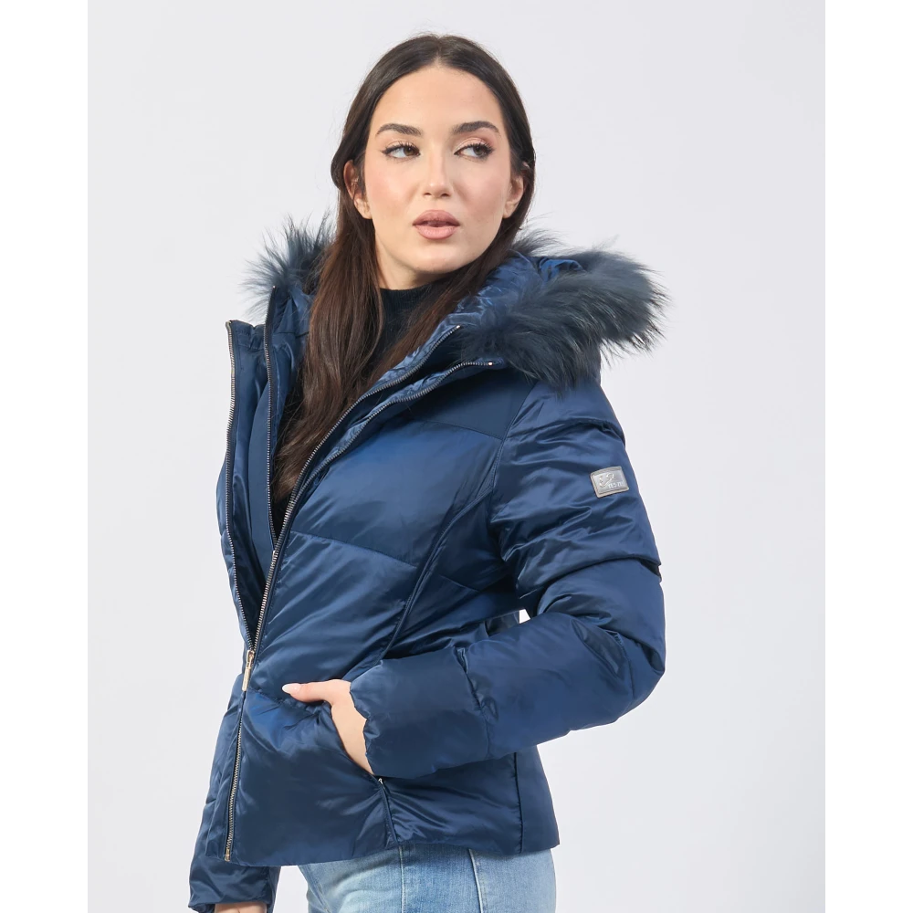YES ZEE Blauwe gewatteerde jas met afneembaar vest Blue Dames
